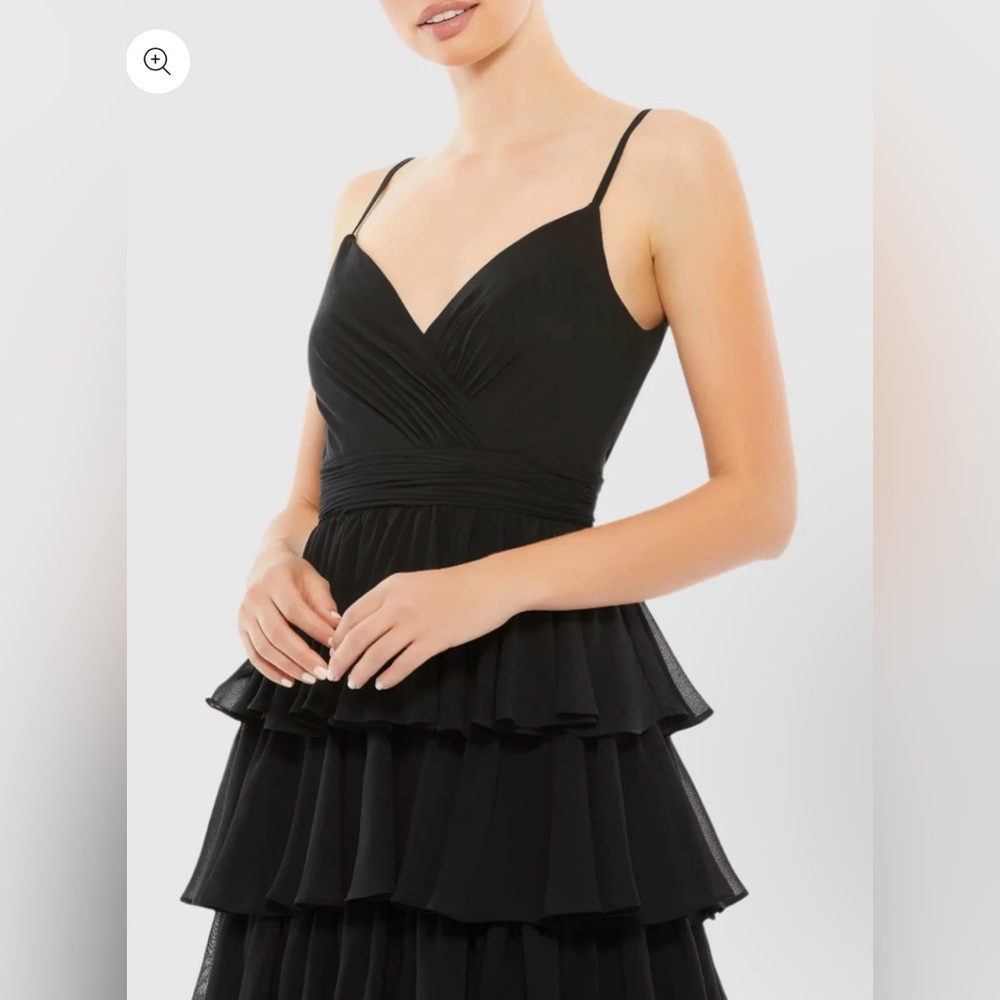 NWT IEENA FOR MAC DUGGAL SZ 2 BLACK Sheer Chiffon Overlay V-Neckline #55437 - Picture 3 of 10